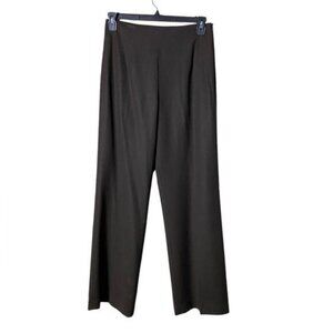 Talbots Womens Wool Trouser Pants Size 8 Chocolate Brown Wide Leg Stretch Career